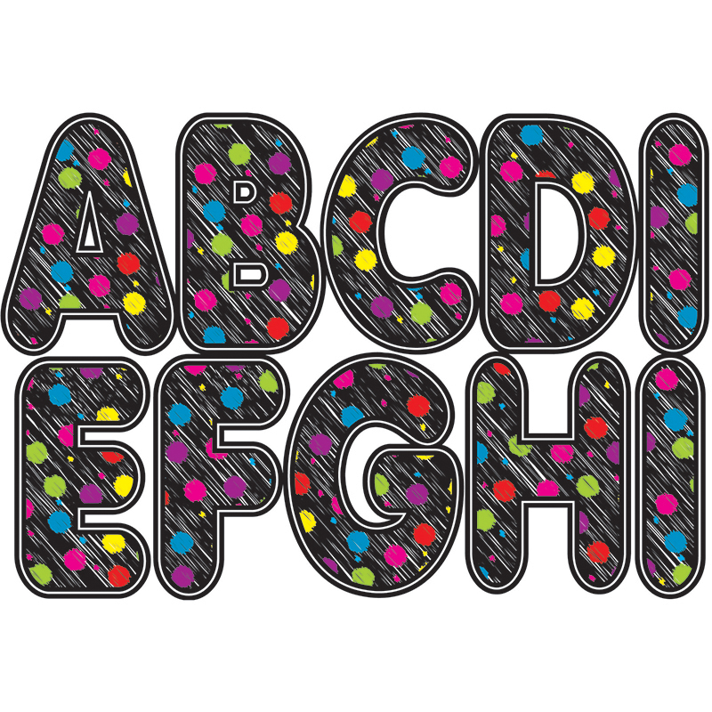 BLACK SCRIBBLE CHALK COLOR DOTS 2.75IN DESIGNER LETTERS eBay