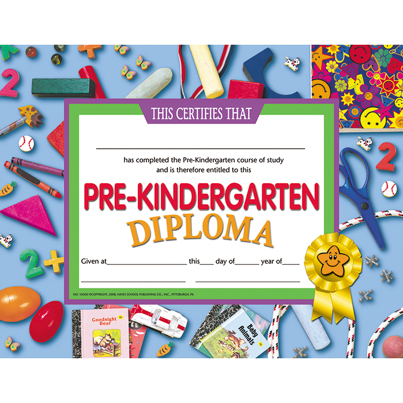 pre kindergarten diploma certificates h va500